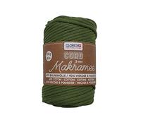 GLOREX 5 1006 05 - Makramee Cord 3 mm, superweiches Textilgarn aus 60 % Baumwolle / 40 % Viskose, zum Häkeln, Stricken, Knüpfen und textilen Gestalten, 250 g, ca. 85 m, gewebt oliv