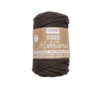 GLOREX 5 1006 06 - Makramee Cord 3 mm, superweiches Textilgarn aus 60 % Baumwolle / 40 % Viskose, zum Häkeln, Stricken, Knüpfen und textilen Gestalten, 250 g, ca. 85 m, gewebt braun