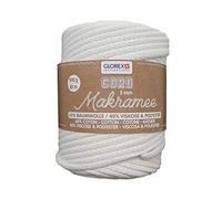 GLOREX 5 1006 11 - Makramee Cord 5 mm, superweiches Textilgarn aus 60 % Baumwolle / 40 % Viskose, zum Häkeln, Stricken, Knüpfen und textilen Gestalten, 500 g, ca. 85 m, gewebt creme