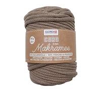 GLOREX 5 1006 13 - Makramee Cord 5 mm, superweiches Textilgarn aus 60 % Baumwolle / 40 % Viskose, zum Häkeln, Stricken, Knüpfen und textilen Gestalten, 500 g, ca. 85 m, gewebt hellbraun