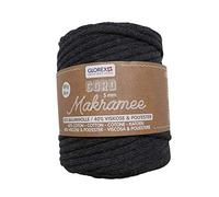 GLOREX 5 1006 14 - Makramee Cord 5 mm, superweiches Textilgarn aus 60 % Baumwolle / 40 % Viskose, zum Häkeln, Stricken, Knüpfen und textilen Gestalten, 500 g, ca. 85 m, gewebt anthrazit