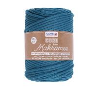 GLOREX 5 1006 19 - Makramee Cord, 500 g, 5 mm, Länge 85 m, türkis, rundgestricktes Textilgarn aus 60 % Baumwolle, 40 % Viskose und Polyester, zum Häkeln, Stricken, Knüpfen und Gestalten