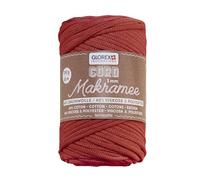 GLOREX 5 1006 32 - Makramee Cord 3 mm, 250 g, Terracotta, Länge 63 m, gewebtes Textilgarn, 60 % Baumwolle, 40 % Viskose und Polyester, zum Häkeln, Stricken, Knüpfen und Gestalten