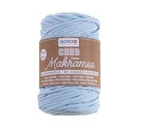 GLOREX 5 1006 33 - Makramee Cord 3 mm, 250 g, Hellblau, Länge 63 m, gewebtes Textilgarn, 60 % Baumwolle, 40 % Viskose und Polyester, zum Häkeln, Stricken, Knüpfen und Gestalten