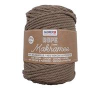 GLOREX 5 1007 13 - Makramee Rope 5 mm, superweiches Textilgarn aus 60 % Baumwolle / 40 % Viskose, zum Häkeln, Stricken, Knüpfen und textilen Gestalten, 500 g, ca. 85 m, gedreht hellbraun