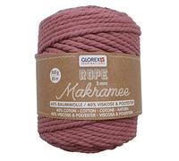 GLOREX 5 1007 16 - Makramee Rope, 500 g, 5 mm, Länge 85 m, mauve, dreifachgedrehtes Baumwollgarn, 60 % Baumwolle, 40 % Viskose und Polyester, zum Häkeln, Stricken, Knüpfen und Gestalten