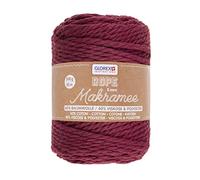 GLOREX 5 1007 18 - Makramee Rope, 500 g, 5 mm, Länge 85 m, bordeaux, dreifachgedrehtes Baumwollgarn, 60 % Baumwolle, 40 % Viskose und Polyester, zum Häkeln, Stricken, Knüpfen und Gestalten