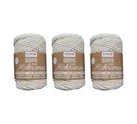 GLOREX 5 1007 50 - 3er Set Makramee Rope aus 60 % Baumwolle & 40 % Viskose/Polyester, je 250 g in Creme, 3 mm dreifach gedrehtes Baumwollgarn