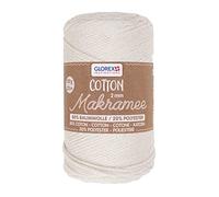 GLOREX 5 1008 01 - Makramee Cotton, 250 g, 2 mm, Länge 225 m, creme, dreifachgedrehtes Baumwollgarn, 100 % Baumwolle, zum Häkeln, Stricken, Knüpfen und Gestalten
