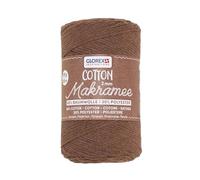 GLOREX 5 1008 31 - Makramee Cotton 2 mm, 250 g, Braun, Länge 225 m, dreifachgedrehtes Baumwollgarn, 100 % Baumwolle, zum Häkeln, Stricken, Knüpfen und Gestalten