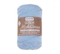 GLOREX 5 1008 33 - Makramee Cotton 2 mm, 250 g, Hellblau, Länge 225 m, dreifachgedrehtes Baumwollgarn, 100 % Baumwolle, zum Häkeln, Stricken, Knüpfen und Gestalten