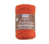 GLOREX 5 1008 35 - Makramee Cotton 2 mm, 250 g, Neon Orange, Länge 225 m, dreifachgedrehtes Baumwollgarn, 100 % Baumwolle, zum Häkeln, Stricken, Knüpfen und Gestalten