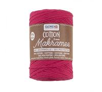 GLOREX 5 1008 36 - Makramee Cotton 2 mm, 250 g, Neon Pink, Länge 225 m, dreifachgedrehtes Baumwollgarn, 100 % Baumwolle, zum Häkeln, Stricken, Knüpfen und Gestalten