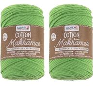GLOREX 5 1008 37 - Makramee Cotton 2 mm, 250 g, Neon Grün, Länge 225 m, dreifachgedrehtes Baumwollgarn, 100% Baumwolle, zum Häkeln, Stricken, Knüpfen und Gestalten (Packung mit 2)