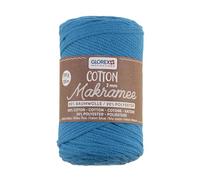 GLOREX 5 1008 38 - Makramee Cotton 2 mm, 250 g, Neon Blau, Länge 225 m, dreifachgedrehtes Baumwollgarn, 100 % Baumwolle, zum Häkeln, Stricken, Knüpfen und Gestalten