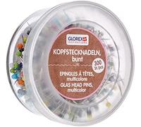 Glorex 5 2002 23 - Kopfstecknadeln, Stecknadeln mit Perlenkopf, bunt, Döschen mit 300 Stück, 30 mm x 0,65 mm, ideal für Näharbeiten, zum Abstecken von Stoff