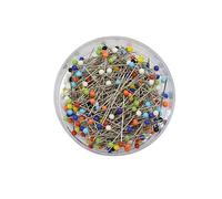 Glorex 5 2002 23 - Kopfstecknadeln, Stecknadeln mit Perlenkopf, bunt, Döschen mit 300 Stück, 30 mm x 0,65 mm, ideal für Näharbeiten, zum Abstecken von Stoff