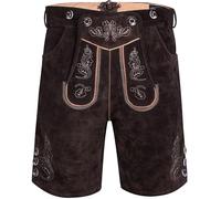 Gloria Wears Trachten Herren Lederhose Kurz mit Träger Trachtenlederhose - Trachtenlederhose Herren - Oktoberfest Lederhose, Dunkelbraun, 60