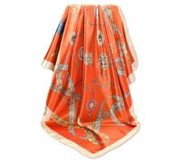 GLORIS Seidenschal Damen 90x90cm - Elegantes Quadratisches Seidentuch | Halstuch Satintuch Bandana Kopftuch Tuch | Geschenk für Damen Mode Accessoires (Orange Weiß Rand)
