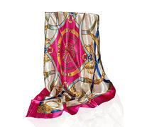 GLORIS Seidenschal Damen Rot Rose 90x90cm Elegante Seidentuch Haare Satintuch Halstuch Seide Bandana Tuch Kopftücher Damen Ansatz Scarf