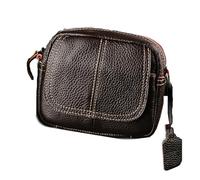 Glorixen Herren-Umhängetasche aus echtem Leder, Kuriertasche, Umhängetasche, Mini-Geldbörse, lässig, Business, Kaffee, Vintage