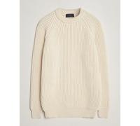 Gloverall Fisherman Rib Chunky Wool Crew Neck Ecru Beige XL