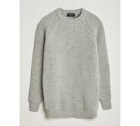 Gloverall Fisherman Rib Chunky Wool Crew Neck Light Grey Grau L