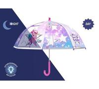 Perletti Regenschirm für Kinder Cool Kids UNICORN – transparent, leuchtender Rand, 42/8 manuell
