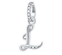 GLOWDAS Buchstabe L Charms Alphabet Anhänger, 925 Sterling Silber Initial l Dangle CZ Perle passen Pandora Frauen Leder Armband con Letra, Geschenke für kleines Mädchen/Mutter/Schwiegertochter/Tante