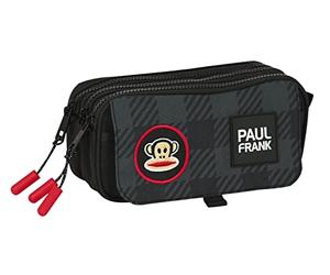 Glowlab SAFTA Paul Frank Campers Federmäppchen mit DREI Fächern, für Kinder, ideal für Kinder von 5 bis 14 Jahren, bequem und vielseitig, Qualität und Widerstandsfähigkeit, 21,5 x 8 x 10 cm, Schwarz