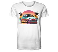 glstkrrn 595 500 Cinquecento Palm Sunset T-Shirt, Regular, Unisex, White, M