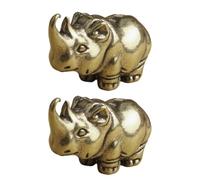 GLSTOY 2 Stück Messing Nashorn Schlüsselanhänger Dekorativ und Bruchsicher Kleiner Anhänger zum Basteln und Kreative Heimdekoration