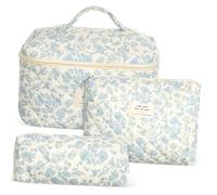 GLSTOY Gestepptes Make Up Organizer Satz aus Stoff mit Reißverschluss Tragbarer Kulturbeutel für Frauen Leichte Kosmetiktasche für Reisen und Hautpflege