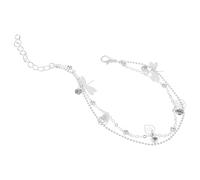 GLSTOY Silbernes Doppellagiges Fußkettchen Damen Zarte Anhänger Knöchel Kette Leichtes Elegantes Silberschmuck Armband Vielseitig Kombinierbar für Alltag und Sommer