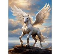 GLTEYACO Erwachsene Kreuzstich Stickpackungen Engel Pferd 11CT Stickvorlagen Stickbilder Zum Vorgedruckt Starter Set FüR Kinder AnfäNger-40X50 cm