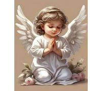 GLTEYACO Erwachsene Kreuzstich Stickpackungen Engelkind 11CT Stickvorlagen Stickbilder Zum Vorgedruckt Starter Set FüR Kinder AnfäNger-40X50 cm