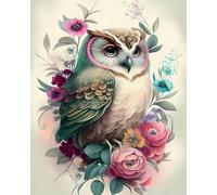 GLTEYACO Erwachsene Kreuzstich Stickpackungen Eulen und Blumen 11CT Stickvorlagen Stickbilder Zum Vorgedruckt Starter Set FüR Kinder AnfäNger-40X50 cm