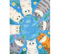 GLTEYACO Erwachsene Kreuzstich Stickpackungen Katze inmitten von Pflanzen 11CT Stickvorlagen Stickbilder Zum Vorgedruckt Starter Set FüR AnfäNger 40X50 cm