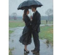 GLTEYACO Erwachsene Kreuzstich Stickpackungen Liebespaar im Regen 11CT Stickvorlagen Stickbilder Zum Vorgedruckt Starter Set FüR Kinder AnfäNger-40X50 cm