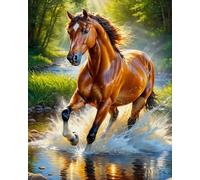 GLTEYACO Erwachsene Kreuzstich Stickpackungen Tier Pferd 11CT Stickvorlagen Stickbilder Zum Vorgedruckt Starter Set FüR Kinder AnfäNger-40X50 cm