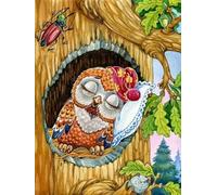 GLTEYACO Kreuzstich Vorgedruckt Set Eule und Käfer 11CT Kreuzstich Stickpackungen DIY Stickbilder für Anfänger Home Decor 40x50 cm