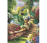 GLTEYACO Kreuzstich Vorgedruckt Set Parklandschaft 11CT Kreuzstich Stickpackungen DIY Stickbilder für Anfänger Home Decor 40x50 cm