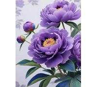 GLTEYACO Kreuzstich Vorgedruckt Set Pfingstrose 11CT Kreuzstich Stickpackungen DIY Stickbilder für Anfänger Home Decor 40x50 cm