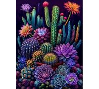 GLTEYACO Kreuzstich Vorgedruckt Set Sukkulenten Kaktus 11CT Kreuzstich Stickpackungen DIY Stickbilder für Anfänger Home Decor-40x50 cm