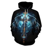GLUDEAR Herren Vikings Tattoo nordische Mythologie Grafik 3D Druck Hoodie Pullover Sweatshirt Hoodies, Wikinger Drachenkre, XX-Large