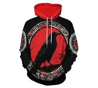 GLUDEAR Herren Vikings Tattoo nordische Mythologie Grafik 3D Druck Hoodie Pullover Sweatshirt Hoodies, Kompass Viking Raven Totem, XX-Large