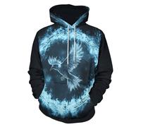 GLUDEAR Herren Vikings Tattoo nordische Mythologie Grafik 3D Druck Hoodie Pullover Sweatshirt Hoodies, Mystery Flame Raven, XX-Large