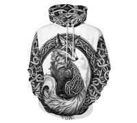 GLUDEAR Herren Vikings Tattoo nordische Mythologie Grafik 3D Druck Hoodie Pullover Sweatshirt Hoodies, Viking Fox, XX-Large