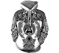 GLUDEAR Herren Wikinger Tattoo Nordische Mythologie 3D Druck Hoodie Pullover Sweatshirt S-5XL, XXL