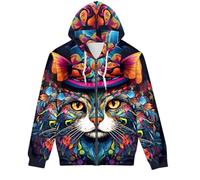 GLUDEAR Unisex Realistischer 3D-Digitaldruck Full Zip Hoodie Jacken Kapuzen-Sweatshirt, Mystery Mr Cat, 5X-Large